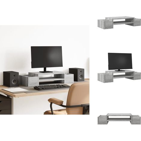 Support de moniteur et rangement sonoma gris bois d'ingénierie - Support De Moniteur - Supports De Moniteur - Support De Moniteur Pour Bureau - Support Pour Écran D'ordinateur (1/5)