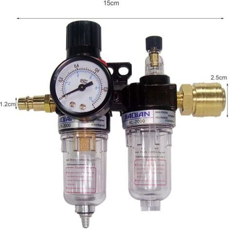 Filtre Régulateur 1/4 Régulateur de Pression d'Air, Séparateur Eau-Huile, Régulateur de Pression D'air pour Compresseur et Outils à Air (1/5)