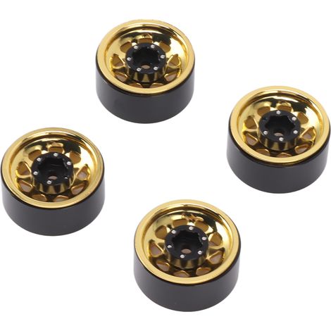 Lot de 4 jantes Beadlock à gorge profonde de 2,5 cm (1 pouce), universelles pour carrosserie de véhicules tout-terrain et voitures radiocommandées Traxxas, avec vis, couleur or. (1/5)