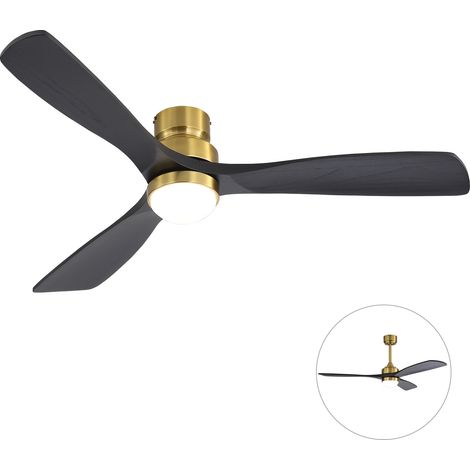 REDOM - Ventilador de techo LED, mando a distancia, motor DC silencioso, 6 velocidades, luz regulable, madera dorada (1/5)