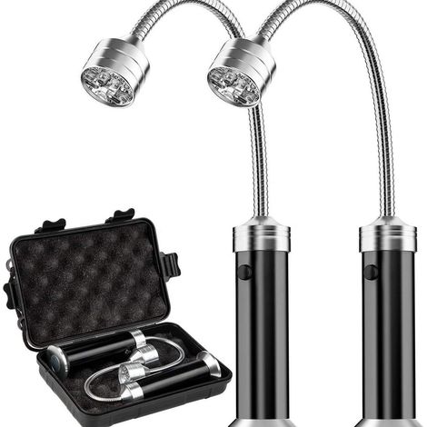 Set di 2 luci per barbecue, accessori per barbecue da esterno, base magnetica, LED super luminosi, collo d'oca orientabile a 360 gradi. (1/4)