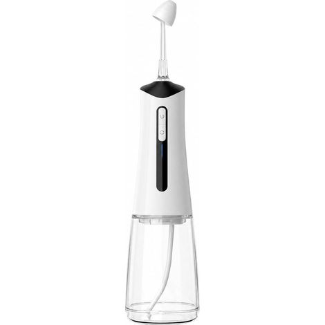 Hydropulseur rechargeable, irrigateur buccal avec 5 modes et 6 embouts de jet remplaçables, réservoir de 300 ml, étanche IPX7, portable pour la maison et les voyages (1/5)