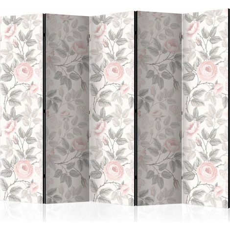 Paravent Floral Aquarelle Élégant pour Intérieur Romantique - Rose et Vert (1/5)