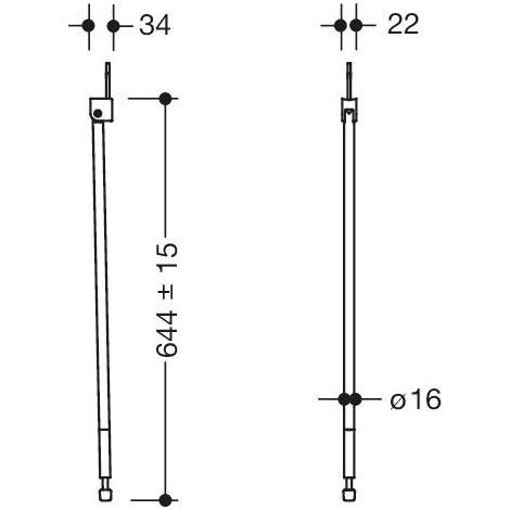 HEWI 802.50.026XA Support au sol ED, hauteur de montage 680 mm, XA