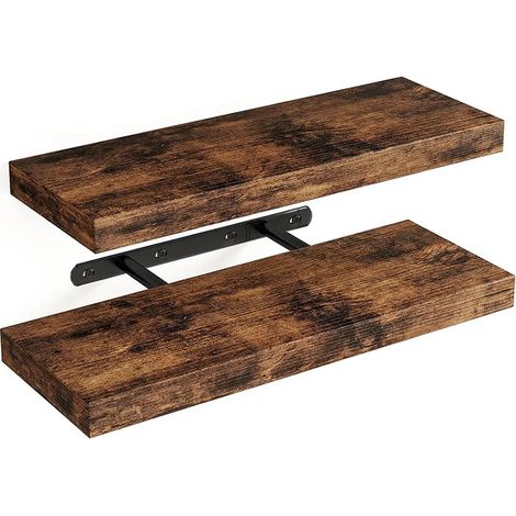 (Marron 2 couches) Étagères flottantes invisibles, étagères murales en bois pour salle de bain, chambre, salon, cuisine, étagère suspendue pour les enfants (1/5)
