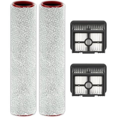 (4 pièces) Rouleaux de brosse et filtres HEPA de rechange pour aspirateur Dreame H15 Pro/ H15 Mix/ H12 Pro FlexReach (NON POUR H12 PRO), 2 rouleaux de brosse (poignée non comprise), 2 filtres HEPA (1/5)