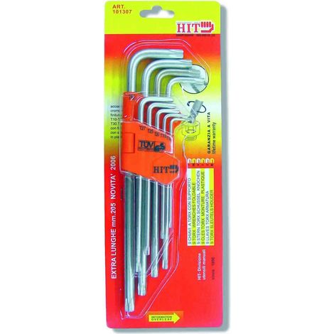 Chiavi Torx T10/T50 pz.9 con Foro Lunghe Hit