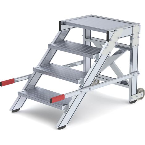 MUNK Arbeitspodest fahrbar Stahl-Gitterrost 600mm Stufenbreite 4 Stufen (1/3)