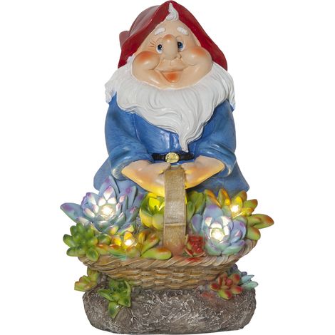 Star Trading Décoration solaire Gnomy, nain de jardin, multicolore, LED, capteur crépusculaire, blanc chaud, extérieur, 22 cm