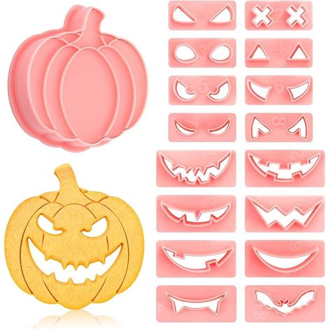 CCYKXA 17 Pcs Halloween Cookie Cutters 3D Pumpkin Cookie Cutter Pastry Mold Biscuit Halloween Cookie Cutters For Fruit Shortbread Cake Decorations (1/5)
