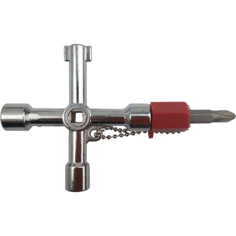 Cross Key Wrench - 8 X 5 X 5 Cm - For Plumbing Radiator Electric Meter Cabinet Installation - 1 Piece (1/5)