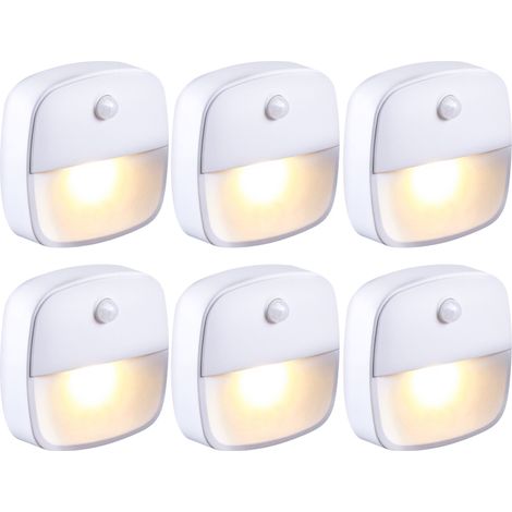 Lot de 6 veilleuses LED à détecteur de mouvement, fonctionnant sur piles, pour placard, armoire, cuisine, comptoir ou mur. (1/5)