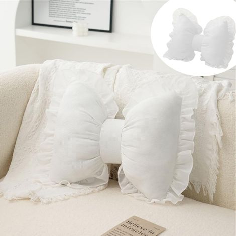 Coussin Lombaire Forme Nœud Papillon - Tissu Coton Plaqué - Rembourrage En Coton PP - Pour Canapé Lit Chambre Voiture - 40 x 32 cm - 1 Pièce (1/5)