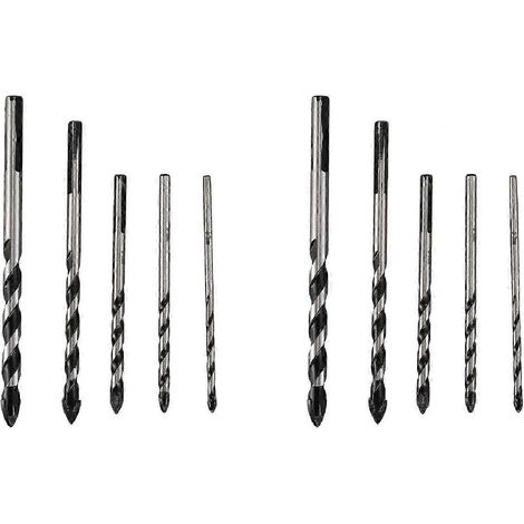 Jeu de 10 forets multi-matériaux en carbure de tungstène compatibles avec la porcelaine, la céramique, le béton et la brique (3 mm, 4 mm, 5 mm, 6 mm, 8 mm) DIWHBYV (1/4)