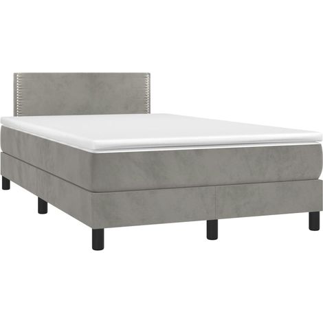Maison Exclusive - Cama box spring con colchón terciopelo gris cl (1/5)
