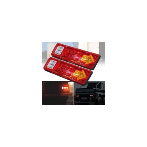 2pcs 12V feu arrière de remorque de Camion 19 LED feu Stop étanche Clignotants inversés Feux arrière Feux de Licence pour Camping-Car remorque camionnette motoneige (1/5)