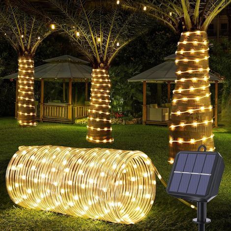 Solar string lights, 8 modes, 7 meters, 50 LEDs, waterproof outdoor solar lighting - warm white light. (1/5)