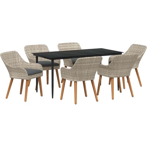 Ensemble de salle à manger pour jardin 7 pcs-Salon de jardin Gris clair 810489 (1/5)