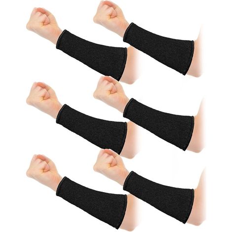3 paires de protège-bras pour peau fine et contusions, manchons d'avant-bras résistants aux coupures, protection contre les brûlures de niveau 5 (7,9 pouces) - Zwart+ Grijs+ Blauw (1/5)