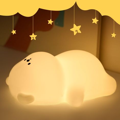 Lumière de nuit pour enfants, 7 couleurs, 3 modes lampe de nuit pour enfants, en silicone, lumière de nuit pour bébé, avec minuteur, USB rechargeable, pour fille, chambre d'enfant, cadeau (forme (1/5)