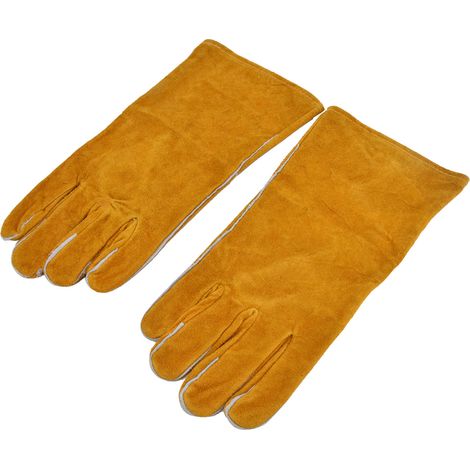 Gants de soudage RTD1526 en cuir de vachette jaune, doigts entiers, pour l'industrie de la fusion, la découpe et le polissage (1/5)