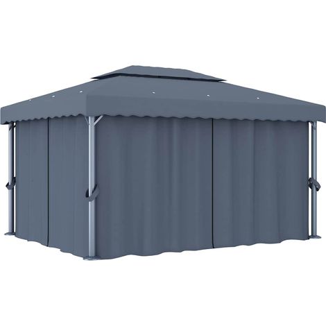 Tonnelle avec rideau 4x3 m Anthracite Aluminium (1/5)