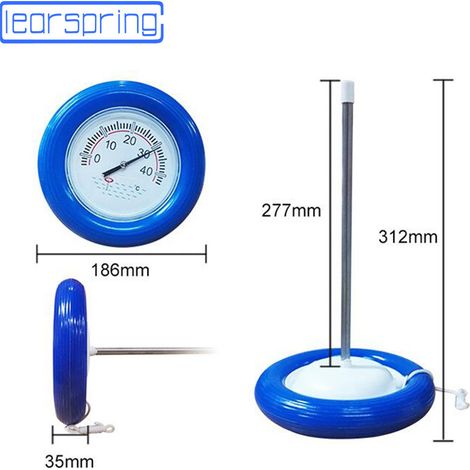Thermomètre piscine flottant pneu Grand testeur de température de thermomètre à eau à détection d'eau flottante à tête ronde A (1/5)