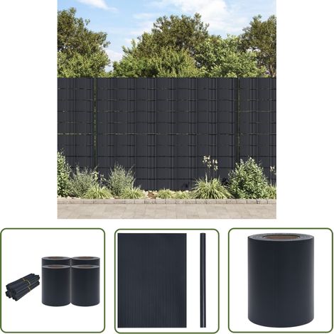 The Living Store Garten-Sichtschutz 4 Stk. PVC 35x0,19 m Matt-Dunkelgrau - Zaunsichtschutz - PVC-Folie - Gartenzubehör - Sichtschutz Für Terrasse - Balkonabgrenzung (1/5)