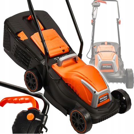 Kraft&Dele Elektro Rasenmäher Elektromäher Motormäher 2600W 32 cm Schnittbreite 3 Schnitthöhen Stufen Grasbehälter Kapazität 25L