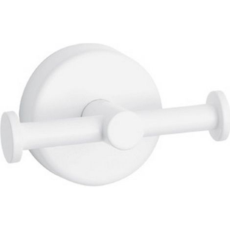Appendiabiti bagno con doppio gancio laterale in acciaio inox bianco opaco  Monde-B kamalu
