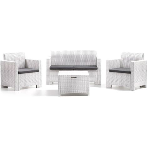 SALOTTO RESINA 2 POSTI "NEBRASKA" BIANCO SET 4PZ