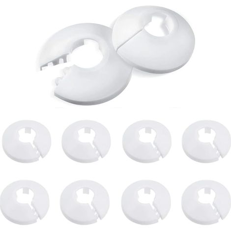 Lot de 10 Cache-tuyau, Plastique durable, Diamètre 35 mm, Hauteur 14 mm, Pour radiateur et conduite
