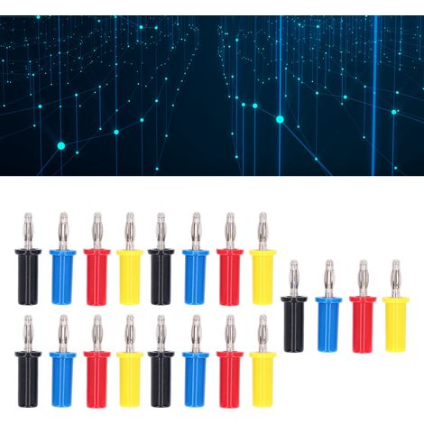 Insert banane en cuivre pur de haute qualité de 4 mm, en forme de fleur de lanterne (J.10013). Insert banane à bride de 4 mm, fiche banane soudée de 4 mm, rouge, noir, jaune, bleu, vendu par lot de 5. (1/5)