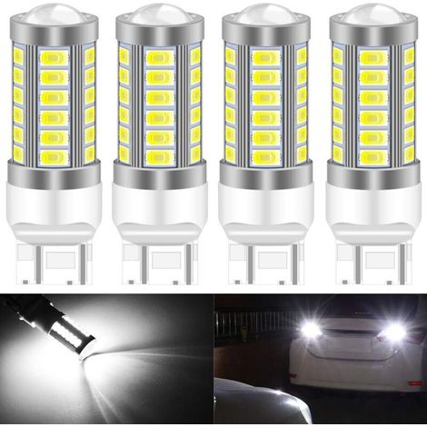 4pcs 7443 7444NA 5630 33-SMD Blanc 900 Lumens 8000K Super Bright LED Tourner Le Frein d'arrêt Signal Signal Lampe Ampoule 12V 3.6W (1/5)