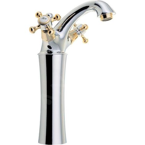 Sapho Antea - Mitigeur de lavabo avec garniture de vidage, hauteur 245 mm, chrome/doré 3172L (1/5)