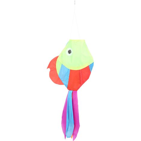 Manche à air giratoire poisson réaliste mignon, accessoire cerf-volant suspendu extérieur (1/5)