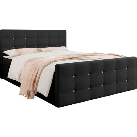 Lit boxspring Memphis 113, Rico 13, Continental, Double, 140x200, Tissu, Disponible, 145x216x105cm (1/5)