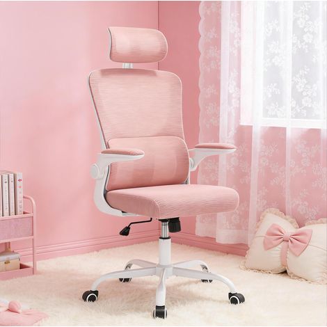 Silla de oficina ergonómica con ruedas rosa OKMYHOME (1/5)