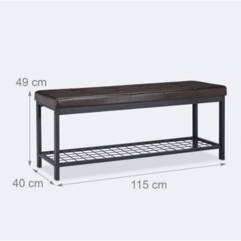 Panca aperta con vano portascarpe materiale sintetico supporto in rete metallica 115 cm marrone 1300003673
