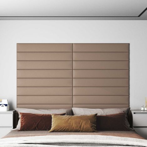 Wandkopfteilen 12 pcs Cappuccino 90 x 15 cm Stoff