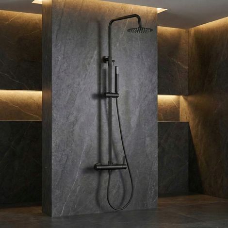 Imex - Columna Ducha Monomando con Grifo Negro Serie Monza