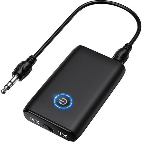 Adaptateur Audio Bluetooth 5.0, Récepteur Émetteur Bluetooth 2 en 1, AUX Adaptateur pour Casque, Faible Latence & Réduction du Bruit, HiFi Receiver Transmetteur pour Chaîne Stéréo, Voiture, TV (1/4)