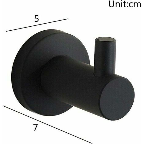 YMYNY Porte-serviettes noir mat, lot de 2 patères murales pour salle de bain, rond en porte-serviettes en acier inoxydable (1/4)