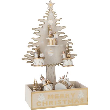Arbre de Noël Déco "Merry Christmas" 44cm Doré (1/4)