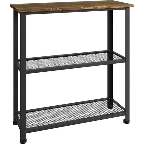 Industrial Style Shoe Rack With Rustic Walnut Wood Shelves Black Classic (1/2)