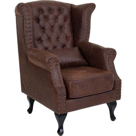 Sillón de polipiel marrón 84x84x86