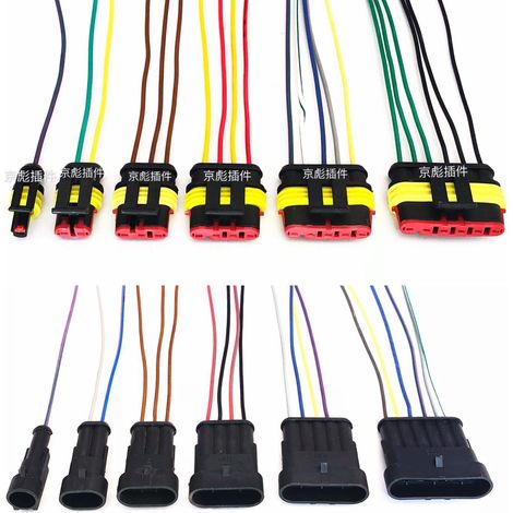 AMP automotive connector 2-pin, 3-pin, 4-pin, 5-pin, 6-pin, 7-pin retrofit cable waterproof plug connector with wire. (1/4)