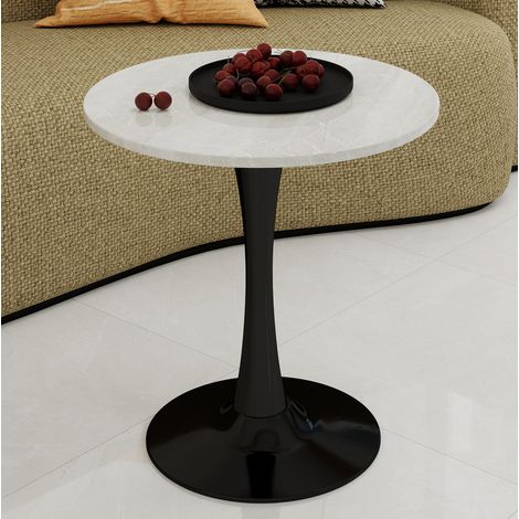 Mueble bajo redondo 70 cm negro – acabado mármol, base de metal, sin montaje (1/5)
