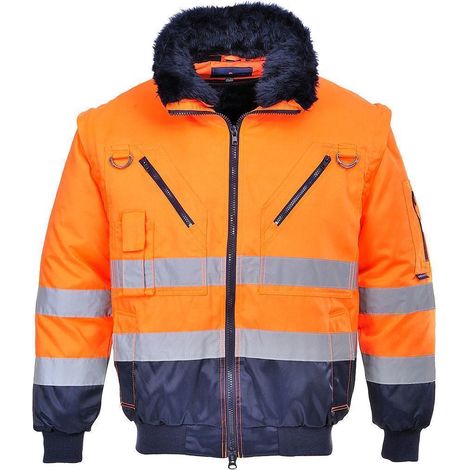 Portwest 4 in 1 Warnschutz Winter Pilotenjacke Orange XXXXL