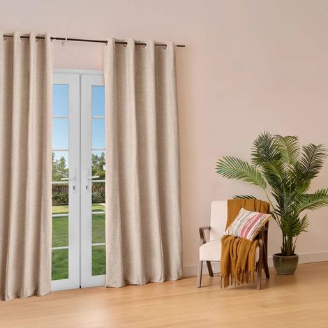 Rideau Isolant Effet Laine "Kys" 140x260cm Beige (1/5)